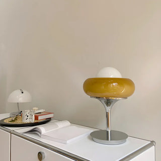Creative Bowl Shape Glass Shade Metal Base Table Lamp Zawala Image - 6