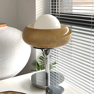 Creative Bowl Shape Glass Shade Metal Base Table Lamp Zawala Image - 8