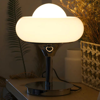 Creative Bowl Shape Glass Shade Metal Base Table Lamp Zawala Image - 9