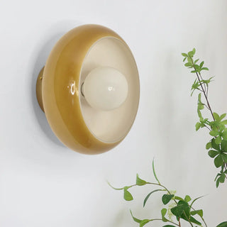 Retro Amber Round Glass Wall Sconce Light  Image - 3