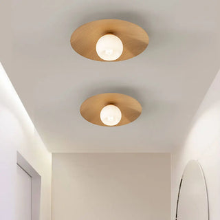 ZOWALA - Mini Ball Walnut Disc Semi-Flush Mount Light Image - 1