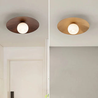 ZOWALA - Mini Ball Walnut Disc Semi-Flush Mount Light Image - 2