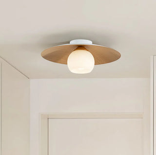 ZOWALA - Mini Ball Walnut Disc Semi-Flush Mount Light Image - 3