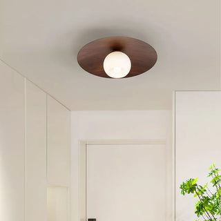 ZOWALA - Mini Ball Walnut Disc Semi-Flush Mount Light Image - 4