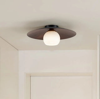 ZOWALA - Mini Ball Walnut Disc Semi-Flush Mount Light Image - 5