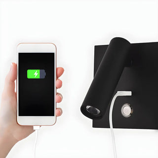 Mini Bedside Black Cylindrical Reading LED Wall Light Zawala Image - 6