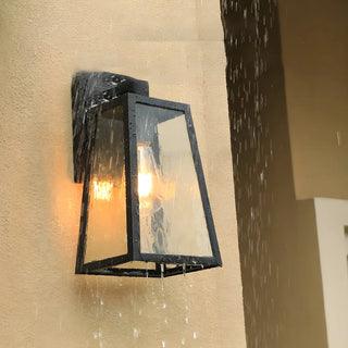 Contemporary Box Black Metal Outdoor Mini Wall Sconce Zawala Image - 1