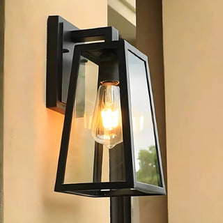 Contemporary Box Black Metal Outdoor Mini Wall Sconce Zawala Image - 11