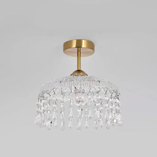 ZOWALA - Mini Clear Glass Crystal Semi-Flush Mount Light Image - 10