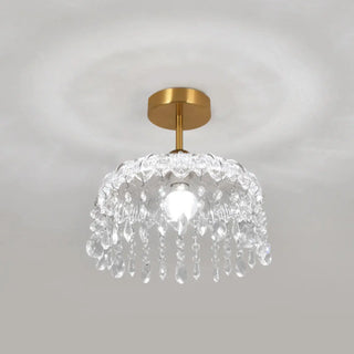 ZOWALA - Mini Clear Glass Crystal Semi-Flush Mount Light Image - 11