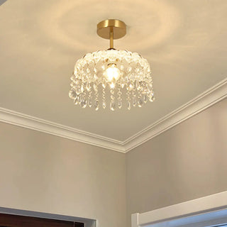 ZOWALA - Mini Clear Glass Crystal Semi-Flush Mount Light Image - 2