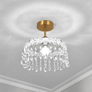 ZOWALA - Mini Clear Glass Crystal Semi-Flush Mount Light Image - 5