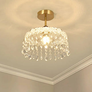 ZOWALA - Mini Clear Glass Crystal Semi-Flush Mount Light Image - 8