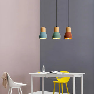 ZOWALA - Nordic Colorful Wooden Top Dining Room Pendant Light Set Image - 2