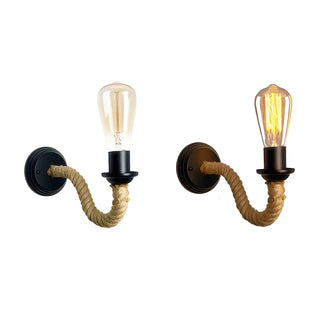 Coastal Curve Rope Metal Bedroom Black Mini Wall Sconce Image - 10