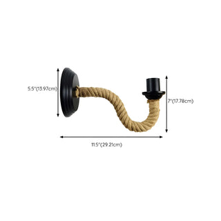 Coastal Curve Rope Metal Bedroom Black Mini Wall Sconce #size