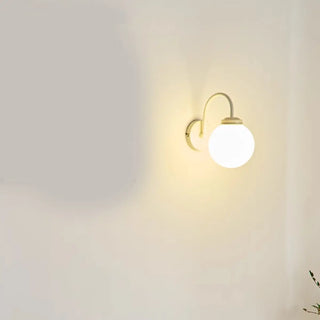 Mini Curved Arm Beige Globe Metal LED Wall Sconce Zawala Image - 4