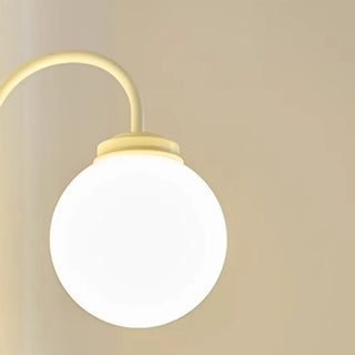 Mini Curved Arm Beige Globe Metal LED Wall Sconce Zawala Image - 5