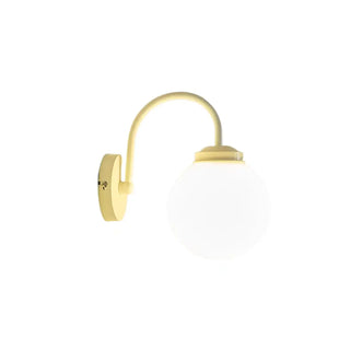 Mini Curved Arm Beige Globe Metal LED Wall Sconce Zawala Image - 6