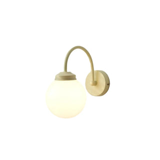 Mini Curved Arm Beige Globe Metal LED Wall Sconce Zawala Image - 7