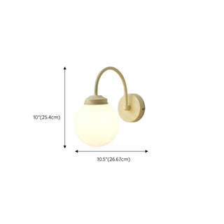 Mini Curved Arm Beige Globe Metal LED Wall Sconce Zawala #size