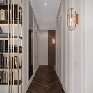 Modern Clear Glass Cylinder Metal LED Wall Sconce Zawala Image - 1