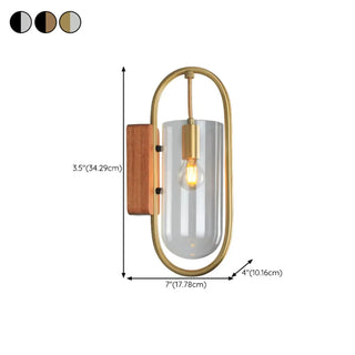 Modern Clear Glass Cylinder Metal LED Wall Sconce Zawala #size