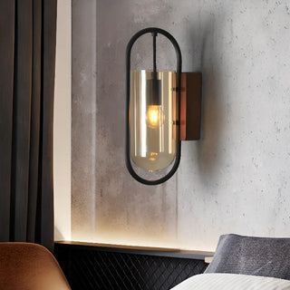 Modern Clear Glass Cylinder Metal LED Wall Sconce Zawala Image - 3