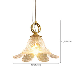 ZOWALA - Modern Bedroom Gold Clear Glass Flower Pendant Light #size