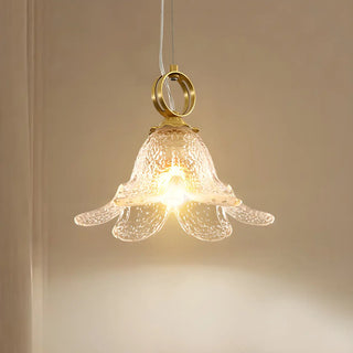ZOWALA - Modern Bedroom Gold Clear Glass Flower Pendant Light Image - 4