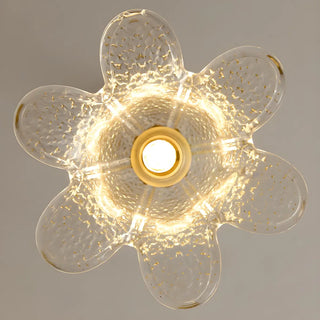 ZOWALA - Modern Bedroom Gold Clear Glass Flower Pendant Light Image - 5