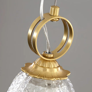 ZOWALA - Modern Bedroom Gold Clear Glass Flower Pendant Light Image - 7