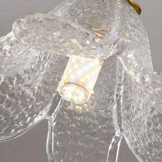 ZOWALA - Modern Bedroom Gold Clear Glass Flower Pendant Light Image - 8