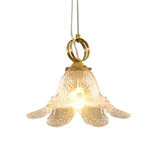 ZOWALA - Modern Bedroom Gold Clear Glass Flower Pendant Light Image - 9