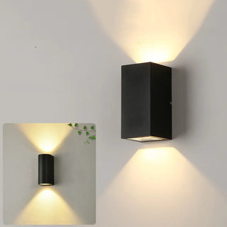Modern Black Geometric Outdoor Mini LED Wall Light Zawala Image - 11