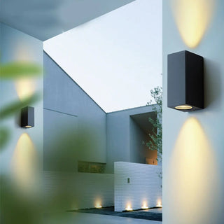 Modern Black Geometric Outdoor Mini LED Wall Light Zawala Image - 5