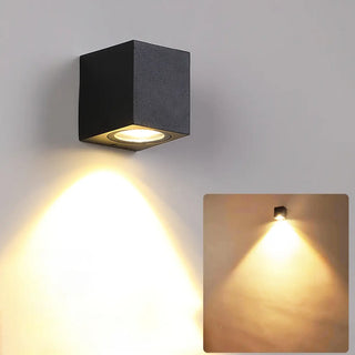 Modern Black Geometric Outdoor Mini LED Wall Light Zawala Image - 7