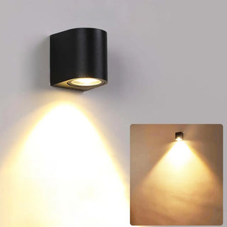 Modern Black Geometric Outdoor Mini LED Wall Light Zawala Image - 8