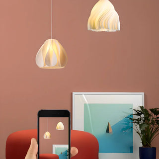 ZOWALA - Artistic Sculpted White Pendant Light Flexible Length Image - 10