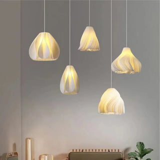 ZOWALA - Artistic Sculpted White Pendant Light Flexible Length Image - 2