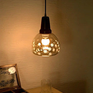 ZOWALA - Modern Walnut Clear Glass Dome Flower Mini Pendant Light Image - 1