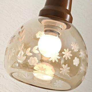 ZOWALA - Modern Walnut Clear Glass Dome Flower Mini Pendant Light Image - 4