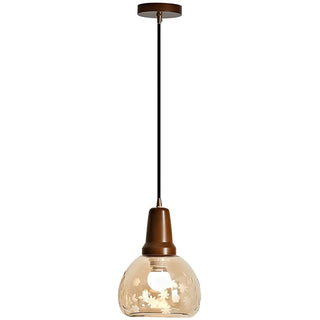ZOWALA - Modern Walnut Clear Glass Dome Flower Mini Pendant Light Image - 6