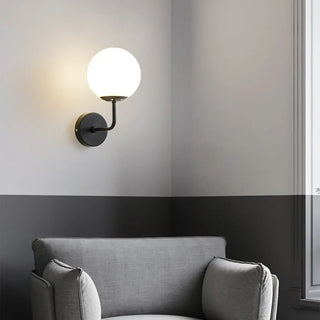Modern Mini Black Globe LED Metal Wall Sconce Zawala Image - 3