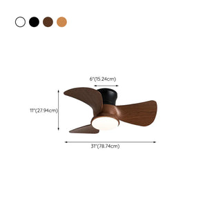 Mini Wooden 3-Blade Flush Ceiling Fan with LED Light Zawala #size