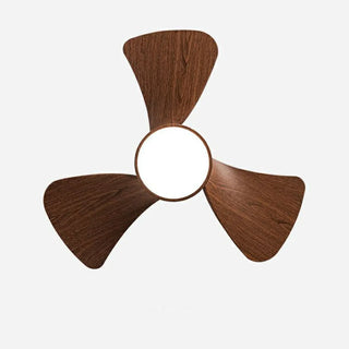 Mini Wooden 3-Blade Flush Ceiling Fan with LED Light Zawala Image - 6