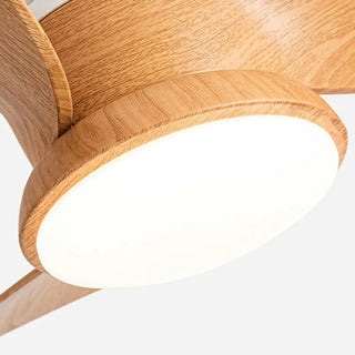 Mini Wooden 3-Blade Flush Ceiling Fan with LED Light Zawala Image - 8