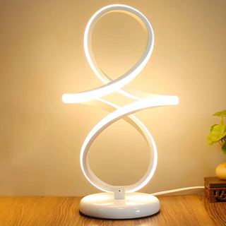 Minimalism White Spiral Metal LED Decor Table Lamp Zawala Image - 1