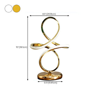 Minimalism White Spiral Metal LED Decor Table Lamp Zawala #size