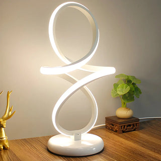 Minimalism White Spiral Metal LED Decor Table Lamp Zawala Image - 2